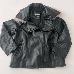 Chillipop Premium Collection‎ Kids Faux Leather Fur Collar Jacket Size 2T